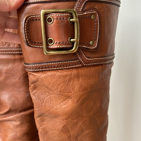 Coach Meredith Leather Monogram Tall Heeled Buckle Boots Women's size 9 - Picture 8 of 9